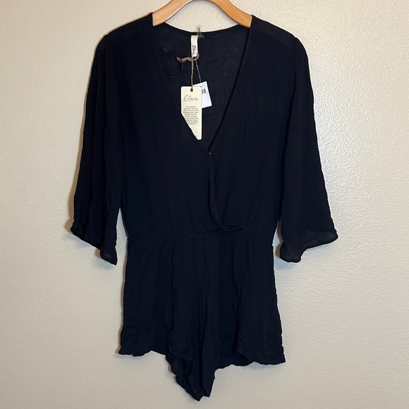 NWT Elan Solid Black Cover-Up One Piece Romper - Picture 1 of 10